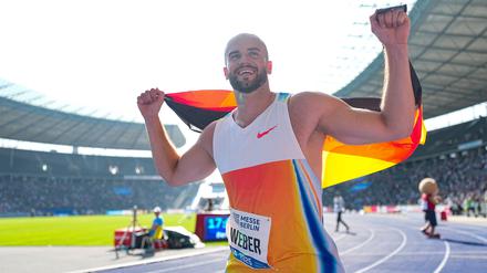Speerwerfer Julian Weber war im Olympiastadion nicht zu schlagen.  