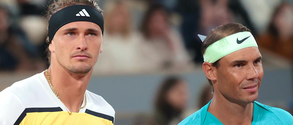 Alexander Zverev (l.) und Rafael Nadal (r.) bei den French Open