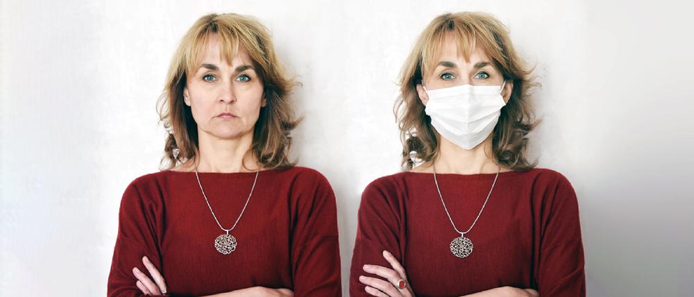 Ein neutraler Gesichtsausdruck. Unter Astrid Steinmetz’ Maske verschwindet er.