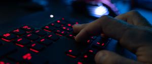 Ein Mann sitzt am Rechner und tippt auf einer Tastatur.(Symbolbild).
