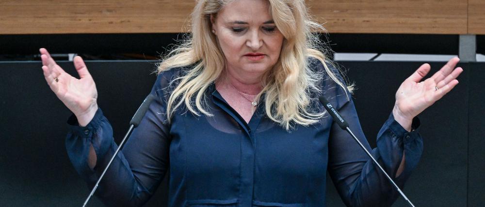 Die AfD-Fraktionsvorsitzende Kristin Brinker sieht eine Silvesterparty am Brandenburger Tor auch als Tourismuswerbung. (Archivfoto)