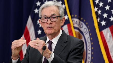 Der Vorsitzende der US-Notenbank Federal Reserve (Fed), Jerome Powell, gibt ein Statement.