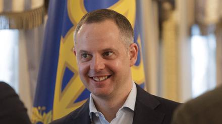 Der damalige Vizechef des Präsidialamts Rostyslaw Schurma nimmt an einem Treffen zwischen dem ukrainischen Präsidenten Wolodymyr Selenskyj und dem US-Außenminister Antony J. Blinken in Kiew teil (Archivbild).