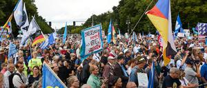 Hunderte Menschen aus der „Querdenken“-Bewegung sind zu einer Demo in Berlin gekommen.
