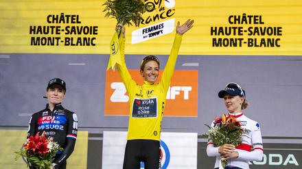 Jubel auf dem Podest: Ferrand-Prevot in Gelb.