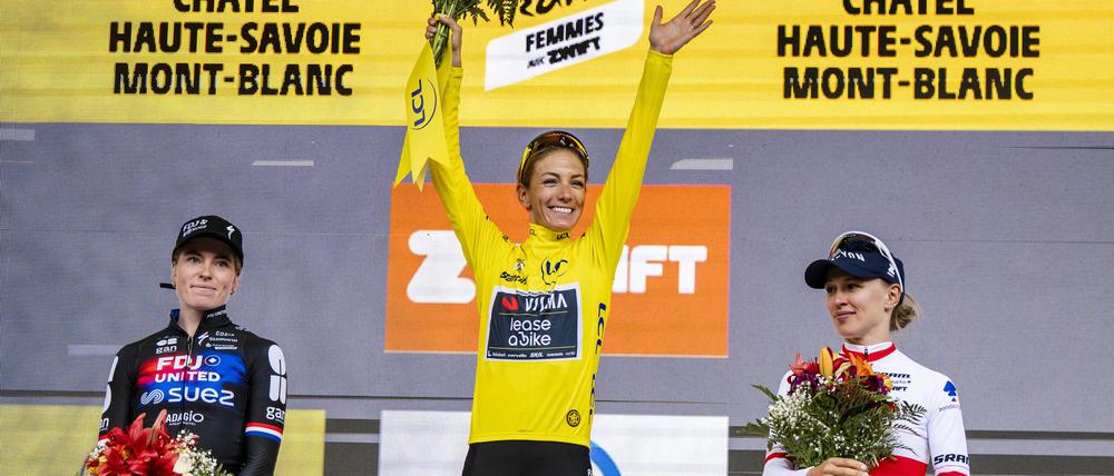 Jubel auf dem Podest: Ferrand-Prevot in Gelb.