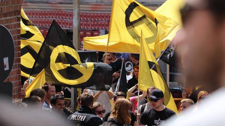 Eine Kundgebung der Identitären Bewegung.