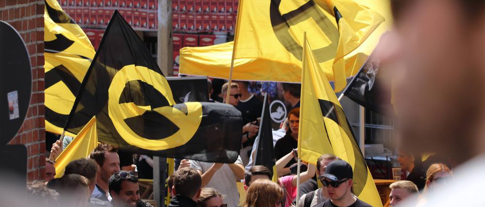 Eine Kundgebung der Identitären Bewegung.