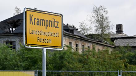 Das Ortseingangsschild am neuen Potsdamer Stadtteil Krampnitz.