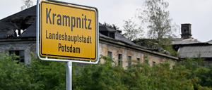 Das Ortseingangsschild am neuen Potsdamer Stadtteil Krampnitz.