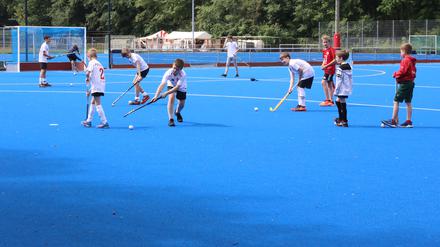 Die neu sanierten Hockeyplätze auf der Sportanlage an der Templiner Straße.