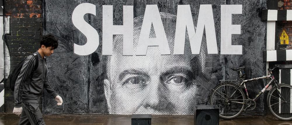 Wandbild „Schande“ in Shoreditch