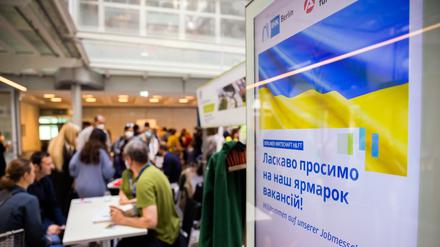 Jobmesse für ukrainische Geflüchtete in Berlin. 