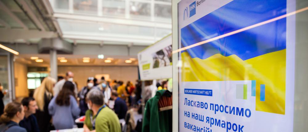 Jobmesse für ukrainische Geflüchtete in Berlin.