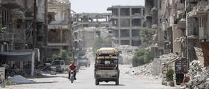 Blick auf das Flüchtlingscamp Yarmouk in Damaskus in Syrien.
