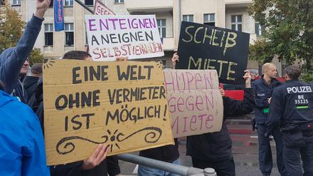  Protest gegen Vermieter in Berlin. 
