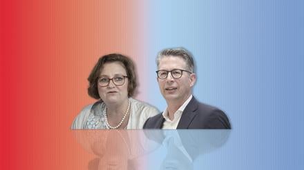 Ina Czyborra (SPD), Berliner Senatorin für Gesundheit, Wissenschaft, Pflege und Gleichstellung, und Markus Blume MdL, Bayerischer Staatsminister für Wissenschaft und Kunst.