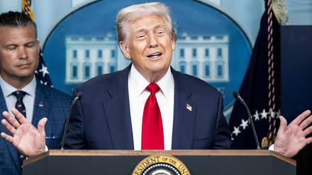 US-Präsident Donald Trump bei einer Pressekonferenz zum Thema Kriminalität im District of Columbia .