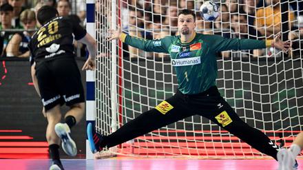 Magdeburgs Torhüter Sergey Hernandez (r) war ein Garant beim Gewinn der Champions League