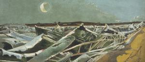 Nicht Eisschollen wie bei Caspar David Friedrich, sondern die Flügel abgestürzter Kriegsflieger türmen sich im Gemälde „Totes Meer“ (1940/41) von Paul Nash auf. 