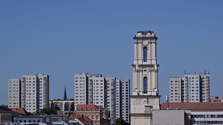 Der wiedererrichtete Turm der Garnisonkirche in Potsdam.