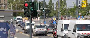 Am Leipziger Dreieck in Potsdam werden am 20. und 21. August die Ampeln abgeschaltet.