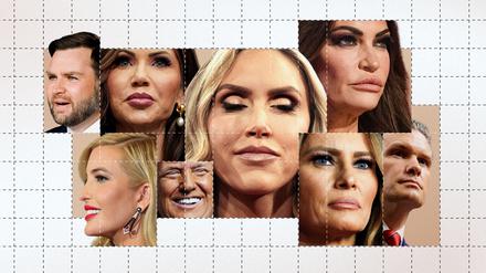 J.D. Vance, Kristi Noem, Lara Trump, Kimberly Guilfoyle, Ivanka Trump, Donald Trump, Melania Trump, Pete Hegseth.