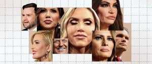 J.D. Vance, Kristi Noem, Lara Trump, Kimberly Guilfoyle, Ivanka Trump, Donald Trump, Melania Trump, Pete Hegseth.