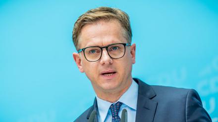 Carsten Linnemann, CDU-Generalsekretär, bei einer Pressekonferenz.