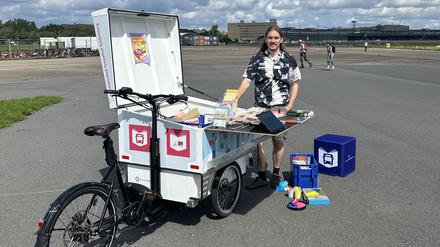 Bibliotheksfahrrad der Stadtbibliothek Tempelhof-Schöneberg.
Foto: Alexander Conrad