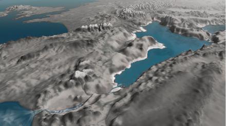 Nach der Öffnung der heutigen Straße von Gibraltar (unten links) flutete Wasser aus dem Atlantik das Mittelmeer-Becken. (Illustration)
