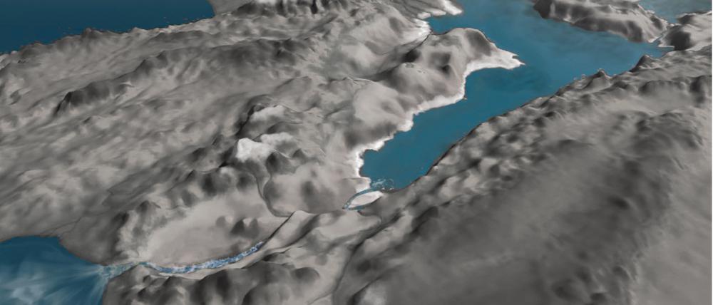 Nach der Öffnung der heutigen Straße von Gibraltar (unten links) flutete Wasser aus dem Atlantik das Mittelmeer-Becken. (Illustration)