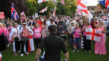 Proteste gegen eine Asylunterkunft in Epping. 
