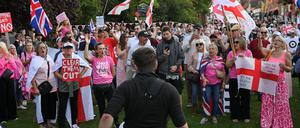 Proteste gegen eine Asylunterkunft in Epping. 
