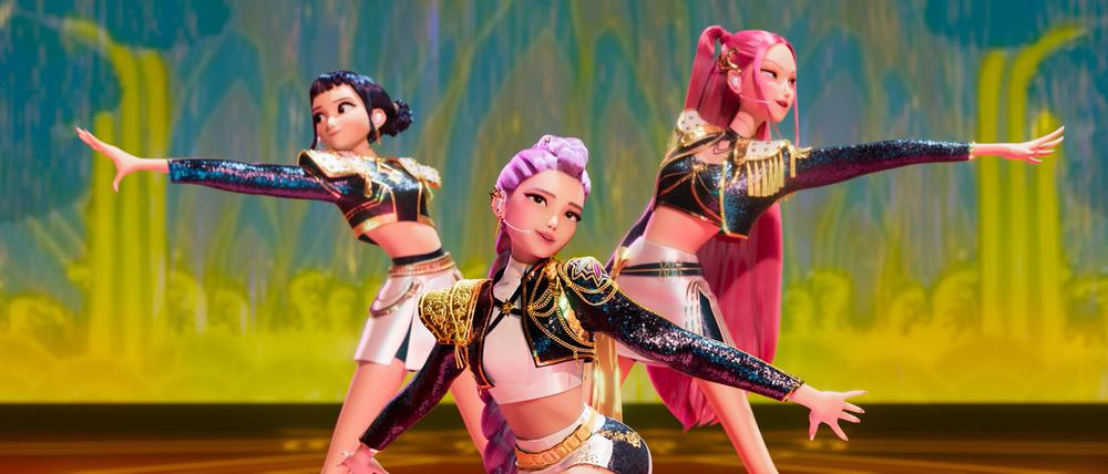 Im Netflix-Hit „KPop Demon Hunters“ geht es um die Band Huntrix - hier von links nach rechts: Zoey, Rumi und Mira.