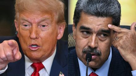 Die Bildkombi zeigt US-Präsident Donald Trump (l.) und Venezuelas Machthaber Nicolas Maduro.
