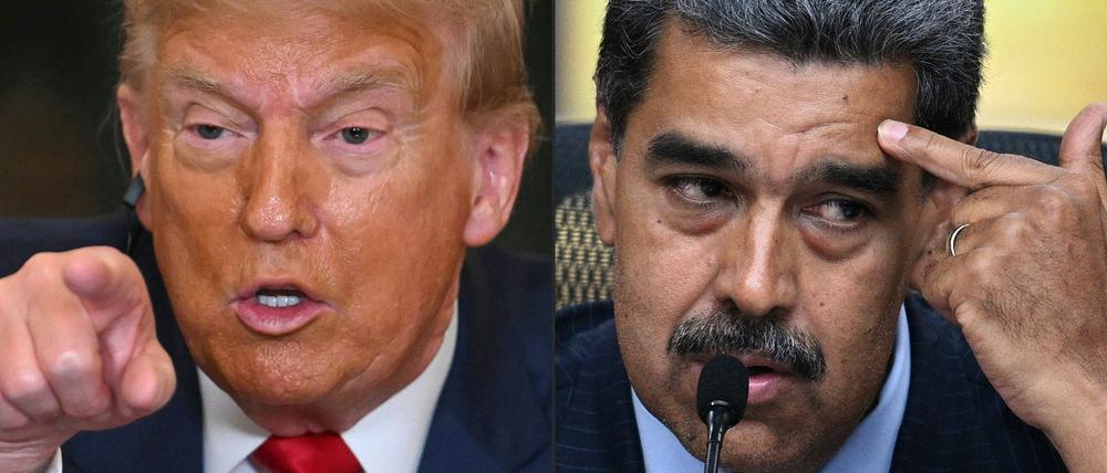 Die Bildkombi zeigt US-Präsident Donald Trump (l.) und Venezuelas Machthaber Nicolas Maduro.