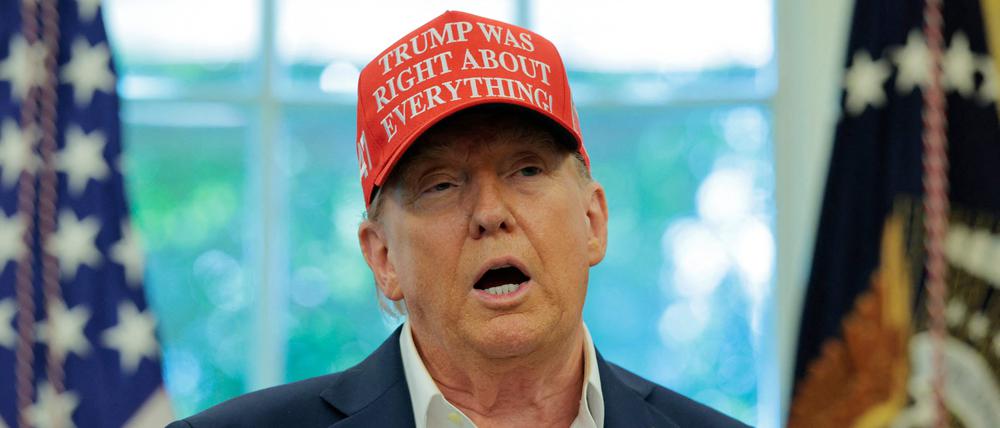 US-Präsident Donald Trump gibt in Washington ein Statement.