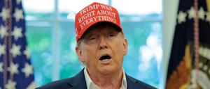 US-Präsident Donald Trump gibt in Washington ein Statement.