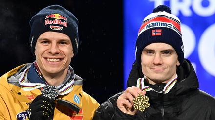 Bei der WM holte Wellinger Silber und Lindvik Gold.