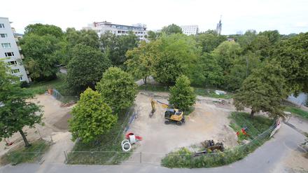 Bislang Baustelle: der Versailler Platz zwischen Alten Markt, Burgstraße und Alter Fahrt von oben betrachtet.