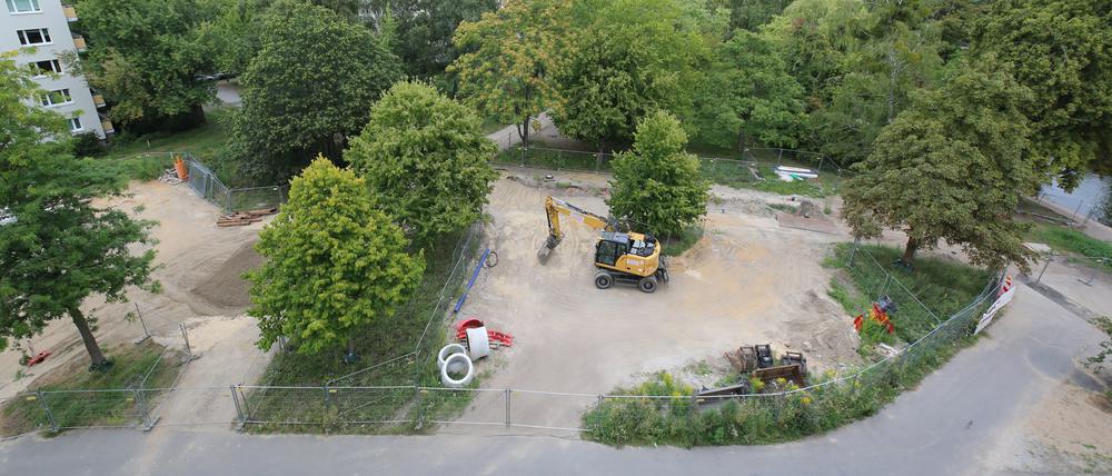 Bislang Baustelle: der Versailler Platz zwischen Alten Markt, Burgstraße und Alter Fahrt von oben betrachtet.