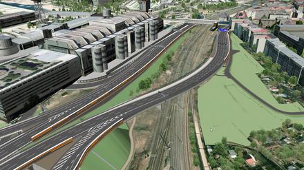 Visualisierung des Ersatzneubaus der Ringbahnbrücke