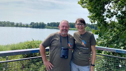 Frank Sieste und Anja Sviridov am Flughafensee in Reinickendorf.