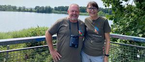 Frank Sieste und Anja Sviridov am Flughafensee in Reinickendorf.