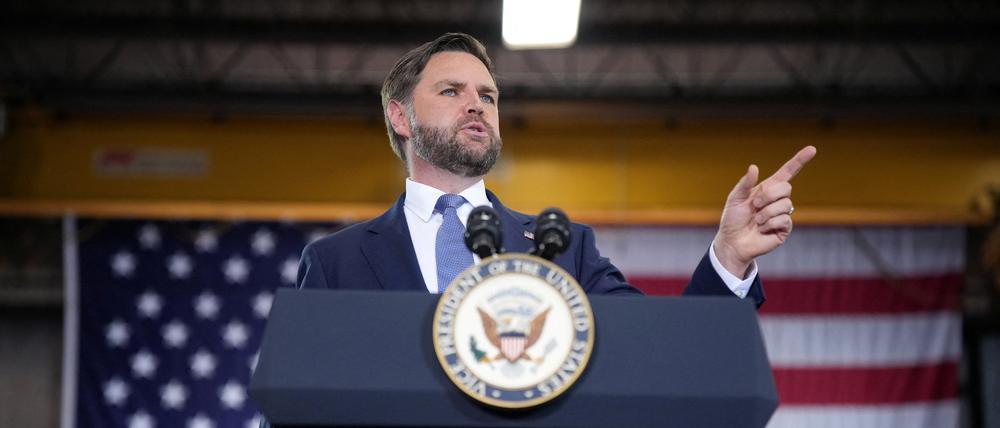 US-Vize-Präsident JD Vance spricht bei einer Veransatltung.