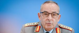 General Carsten Breuer, Generalinspekteur der Bundeswehr, gibt eine Pressekonferenz zur Bundeswehr-Übungsserie «Quadriga 2025» unter Führung der Marine. 