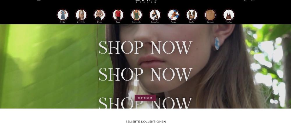 Homepage der Boutique Brava Berlin.