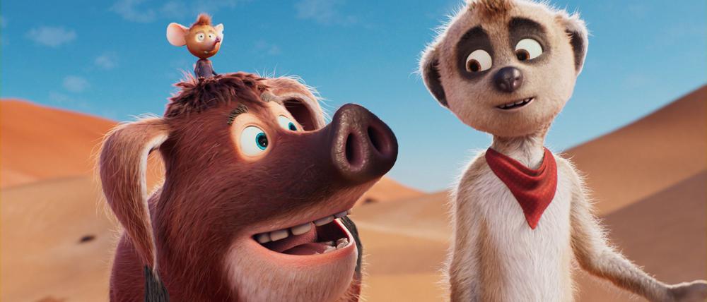 Pinsel, Mkonga und Tafiti in einer Szene aus dem Film „Tafiti - Ab durch die Wüste“. (undatierte Filmszene)