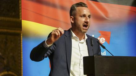 Ulrich Siegmund, AfD-Fraktionschef von Sachsen-Anhalt, am 11. August bei einer Rede in Hamburg.